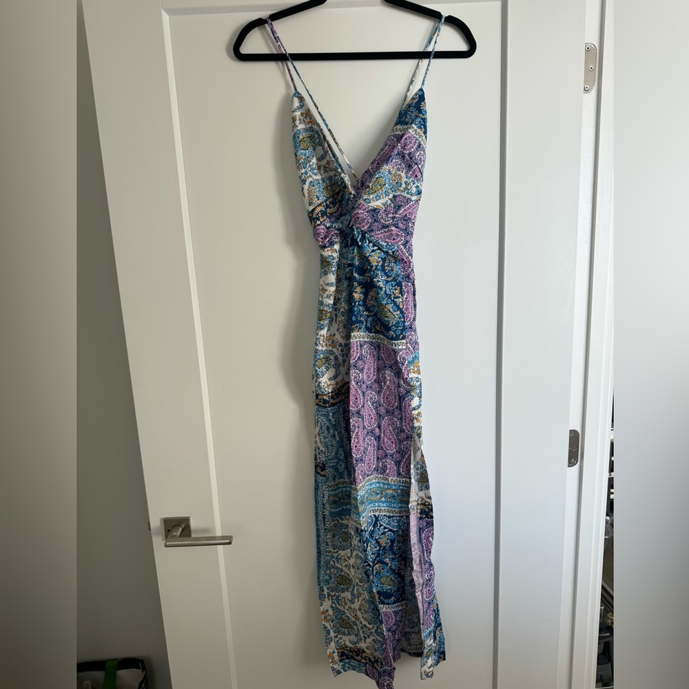 Zara Paisley Colorful Midi Dress with Slit